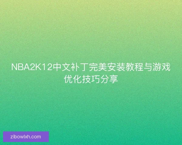 NBA2K12中文补丁完美安装教程与游戏优化技巧分享