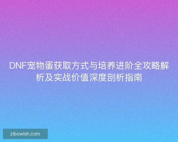 DNF宠物蛋获取方式与培养进阶全攻略解析及实战价值深度剖析指南