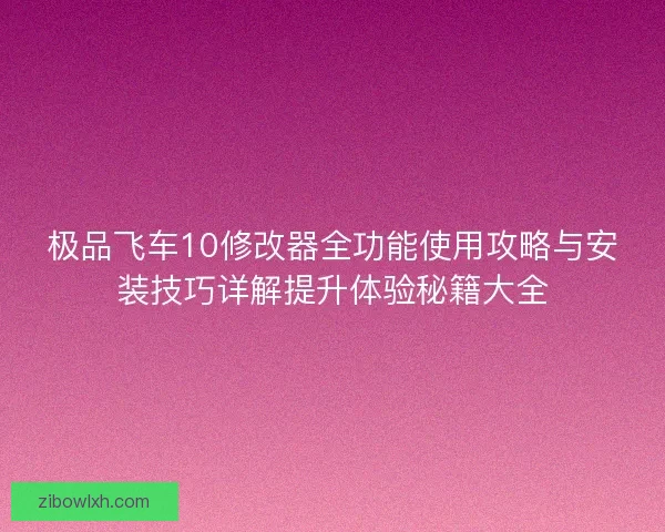 极品飞车10修改器全功能使用攻略与安装技巧详解提升体验秘籍大全